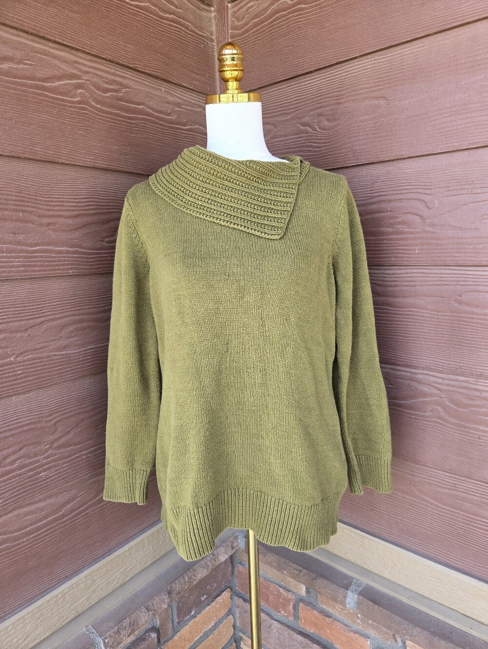 Coldwater Creek Olive Green Knit Sweater Women’s Large - Picture 1 of 16